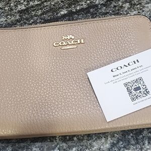 Coach Gold Leather Wristlet/ Hangtag Included- 2022 NWT